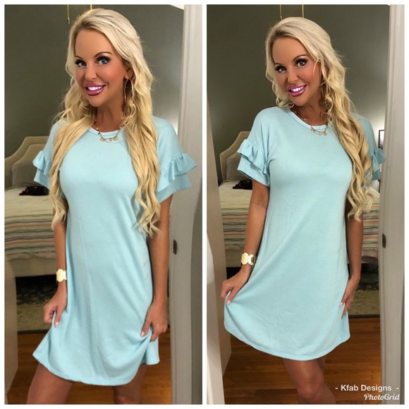 Dresses & Skirts - 💕LAST 1! Baby Blue Ruffle Sleeve Tunic Dress!